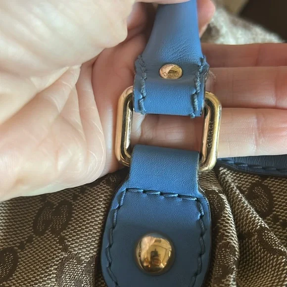 Gucci Tan and Blue Shoulder Bag - Picture 8 of 12